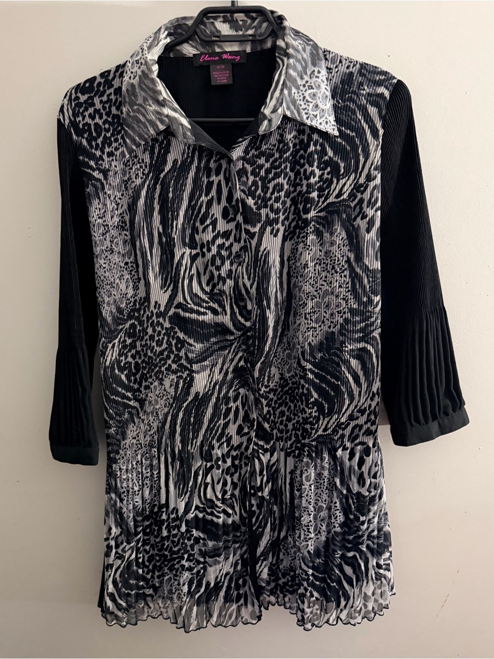 Elena wang Blouse pleated detailing Dress animal print Mandela leopard